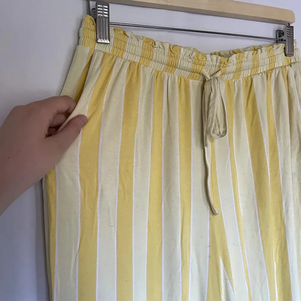 LOFT sleep‎ notch collar capri pajama pants white yellow soft women's S modal